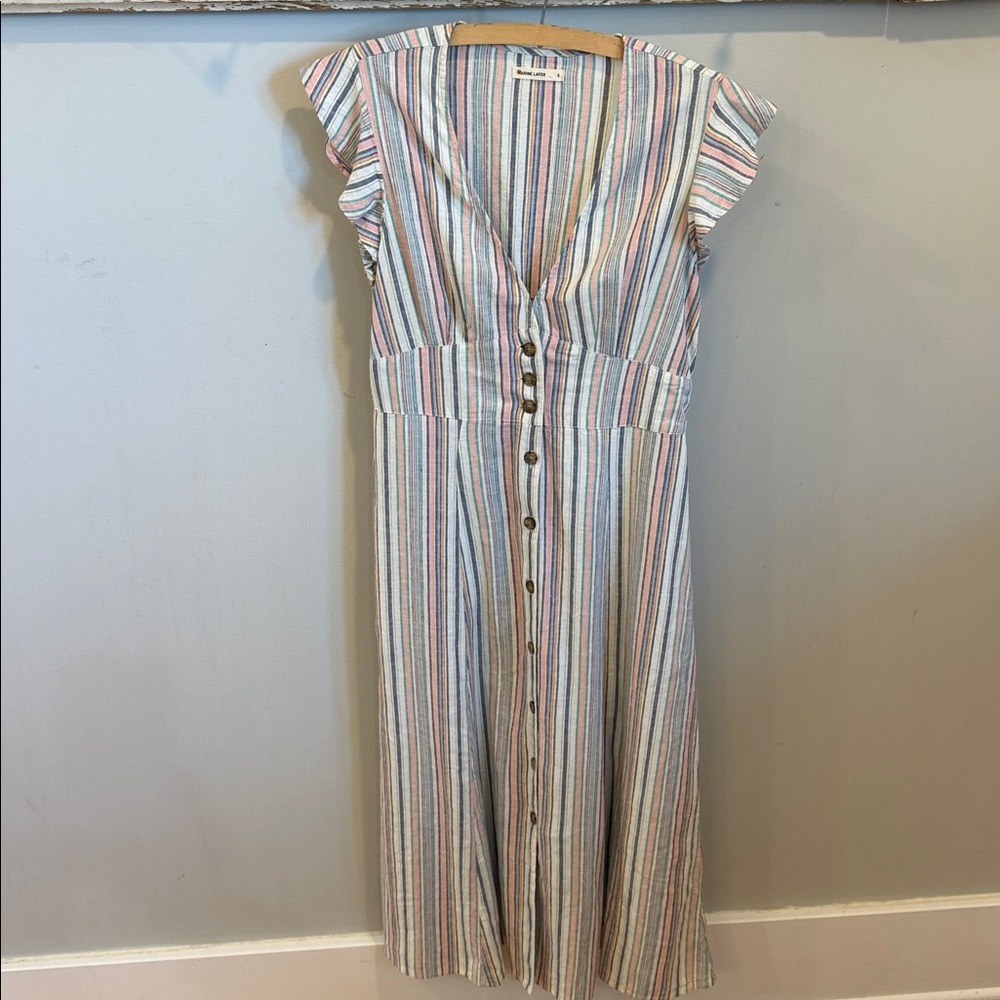 Marine Layer Camila Midi Dress muted stripe Size Small - Picture 4 of 10